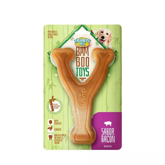 Imagem de Brinquedo Osso Bamboo Toys Forquilha M Para Cães Sabor Bacon - Truqys Pets