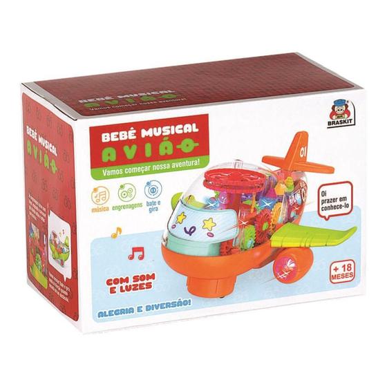 Imagem de Brinquedo Para Bebê Avião Musical Braskit