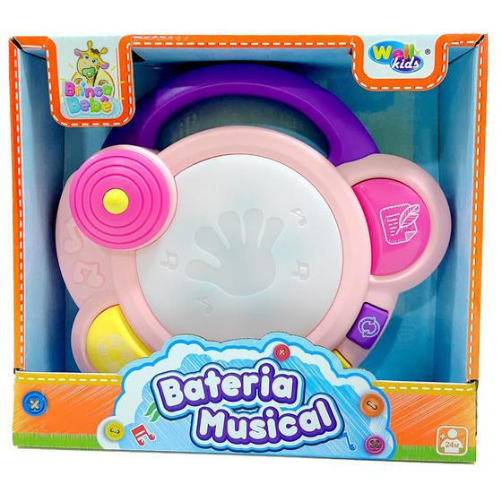 Imagem de Brinquedo Para Bebe Bateria Musical Rosa +24 Meses Well Kids