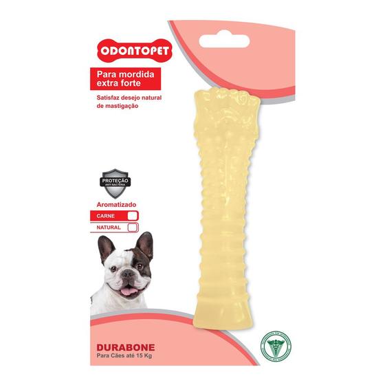 Imagem de Brinquedo para Cachorros Mordedor Osso T Bone Durabone Nylon Mordida Extra Forte Carne - Odontopet