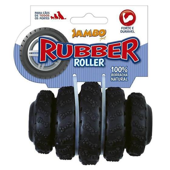 Imagem de Brinquedo Para Cachorros Rubber Roller Preto - Tamanho Médio