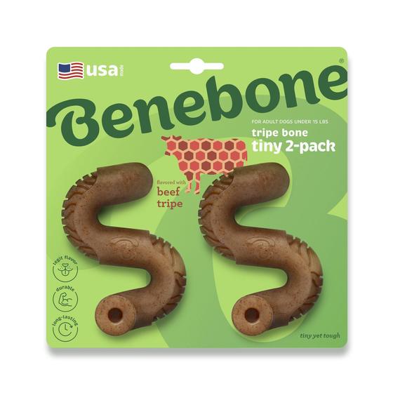 Imagem de Brinquedo para Cães Benebone Tiny - Pacote com 2 Ossos de Tripla Camada para Mastigadores Agressivos