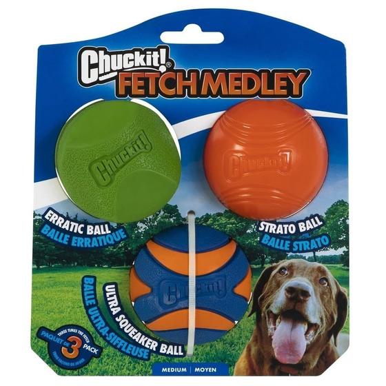 Imagem de Brinquedo para cães Chuckit Fetch Medley Dog Ball Medium Breed, pacote com 3