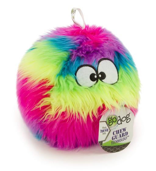 Imagem de Brinquedo para cães GoDog Furballz Squeaky Plush Ball Chew Guard Rainbow