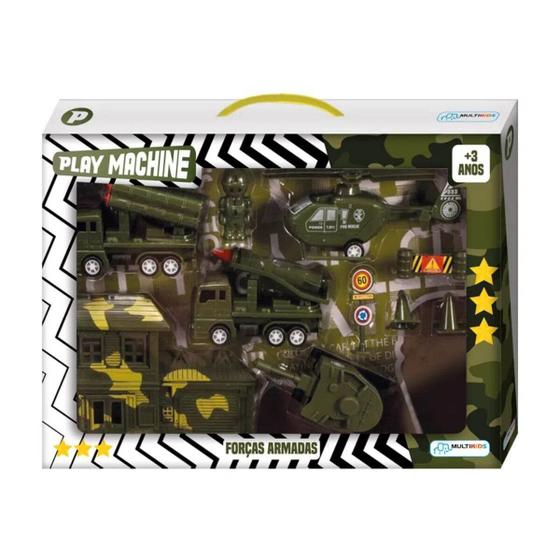 Imagem de Brinquedo para Criança Play Machine Playset Forças Armadas +10 Acessórios e Veículos +3 anos Multikids - BR1425