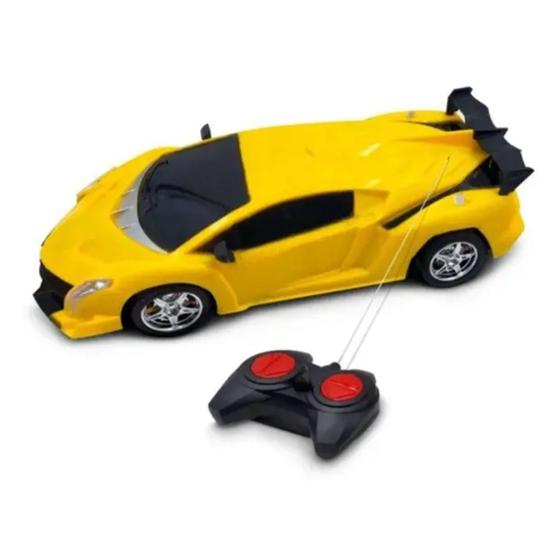 Imagem de Brinquedo para Crianças Carrinho de Controle Remoto 1:18 Com Luz de Farol e 4 Funções Amarelo Importway - BW024AM