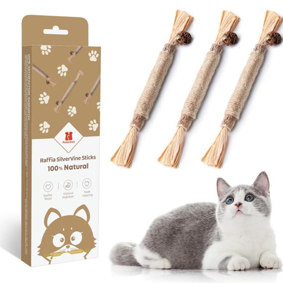 Imagem de Brinquedo para Gato Potaroma Silvervine - Pacote com 3 - Catnip para Limpeza Dental