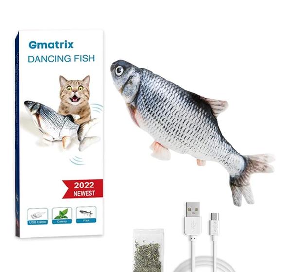 Imagem de Brinquedo para Gatos Gmatrix - Peixe que Se Mexe com Catnip e Videira Prateada