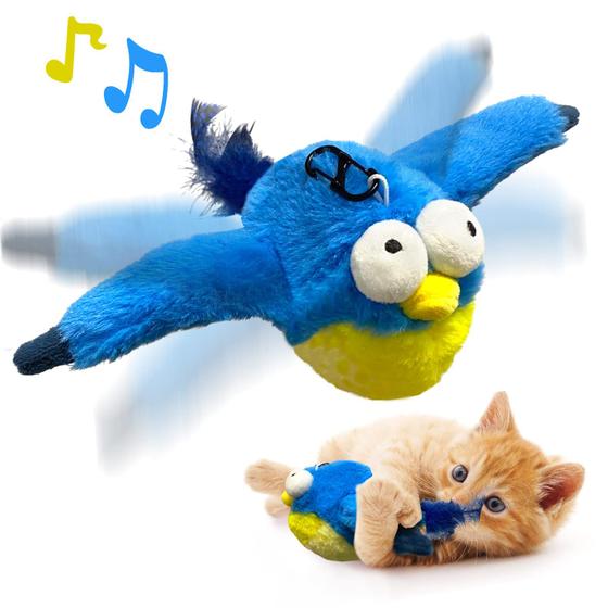 Imagem de Brinquedo para gatos KreizyGo Flapping Wings Blue-Bird Catnip com Catnip