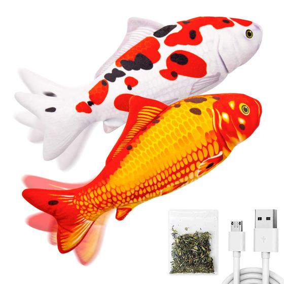 Imagem de Brinquedo para gatos TOOGE Floppy Fish com SilverVine e Catnip, pacote com 2 unidades