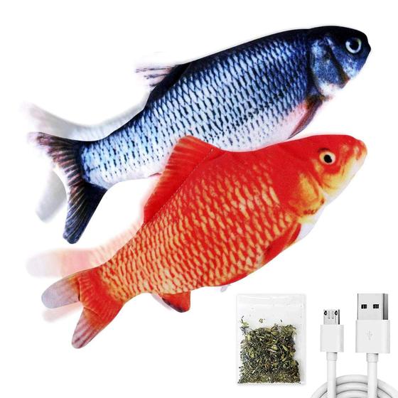 Imagem de Brinquedo para Gatos TOOGE - Peixe que Se Mexe com Silvervine e Catnip (2 Unidades)