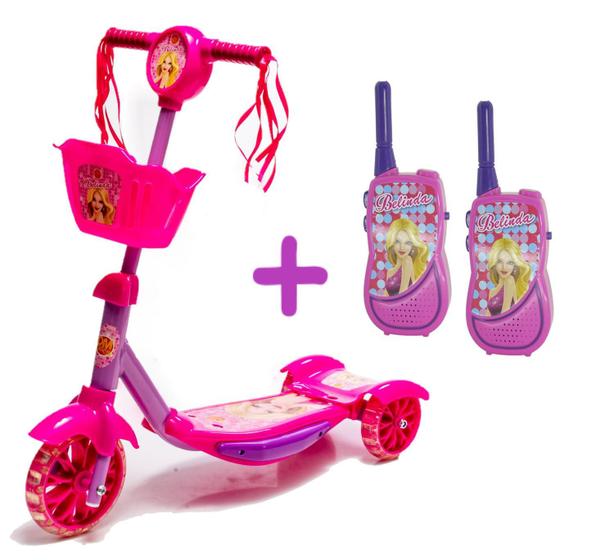 Imagem de Brinquedo Para Meninas Patinete Rosa De Pé E Walkie Talkie