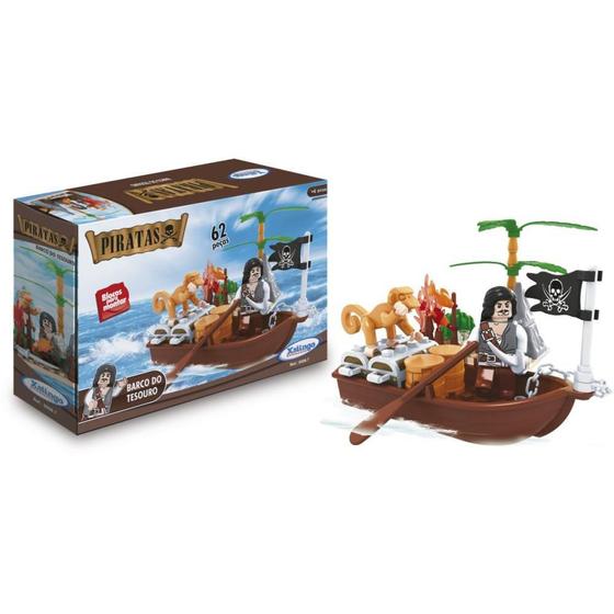 Imagem de Brinquedo para Montar Piratas Barco do Tesouro 62PCS