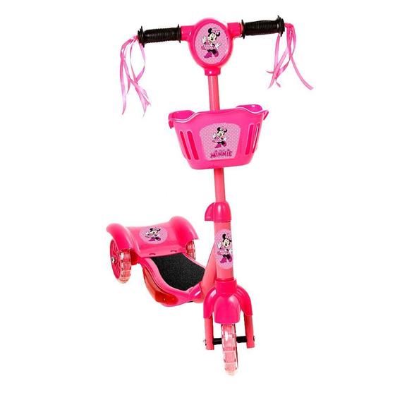 Imagem de Brinquedo Patinete Infantil Minnie Rosa 3 Rodas Luz E Som