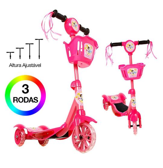 Imagem de Brinquedo Patinete Infantil Princesas 3 Rodas Com Luz E Som