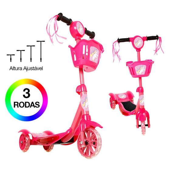 Imagem de Brinquedo Patinete Infantil Unicornio 3 Rodas Com Luz E Som