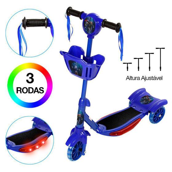 Imagem de Brinquedo Patinete Thor Scooter Azul 3 Rodas c Cesta