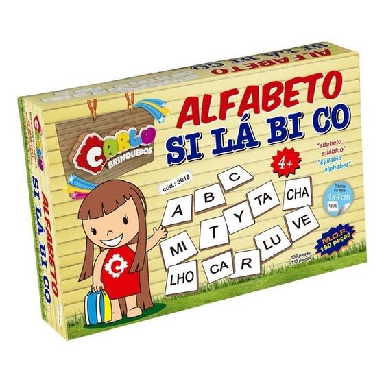 Imagem de Brinquedo Pedagógico Alfabeto Silábico MDF 150 Peças Carlu