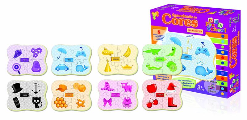 Imagem de Brinquedo Pedagogico de Madeira Aprendendo as Cores 48 Peças