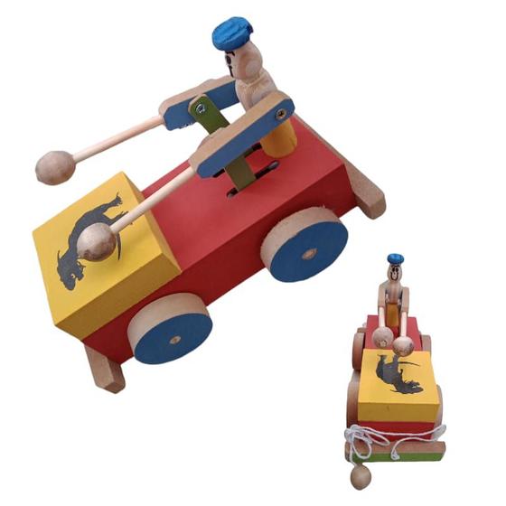 Imagem de Brinquedo Pedagógico Educativo Em Madeira Escolha Seu Carrinho / Trenzinho Geométrico