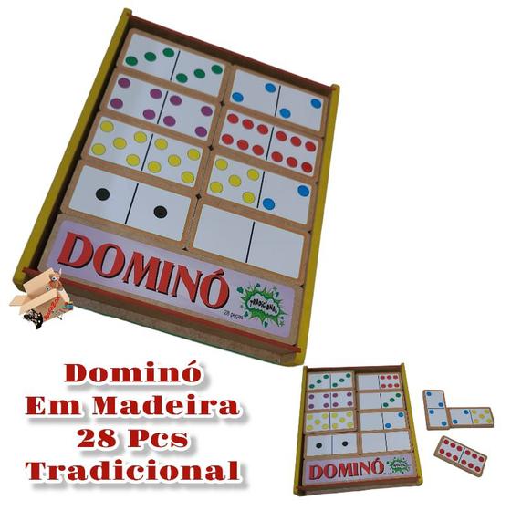 Imagem de Brinquedo Pedagógico Educativo Em Madeira Estojo Dominó Animais e Frutas Premium