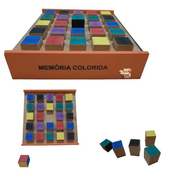 Imagem de Brinquedo Pedagógico Educativo Em Madeira Jogo Da Memória Colorida