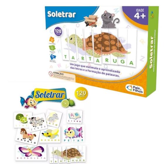 Imagem de Brinquedo Pedagógico Educativo Infantil Jogo De Soletrar 120 Peças - Pais e Filhos