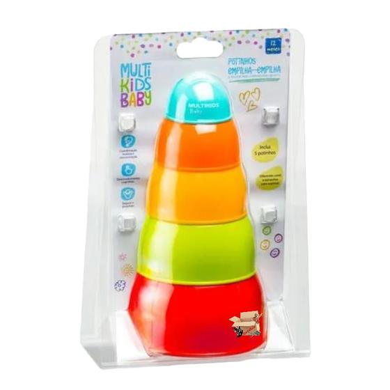 Imagem de Brinquedo Pedagógico Educativo Torre Potinhos Coloridos De Empilhar - Multikids