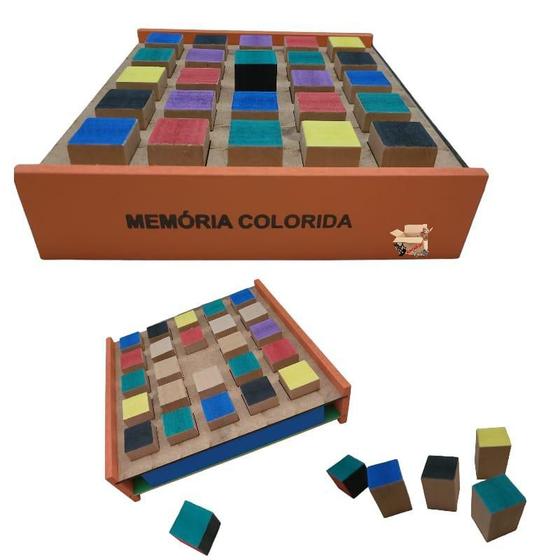 Imagem de Brinquedo Pedagógico Em Madeira Jogo Da Memória Colorida
