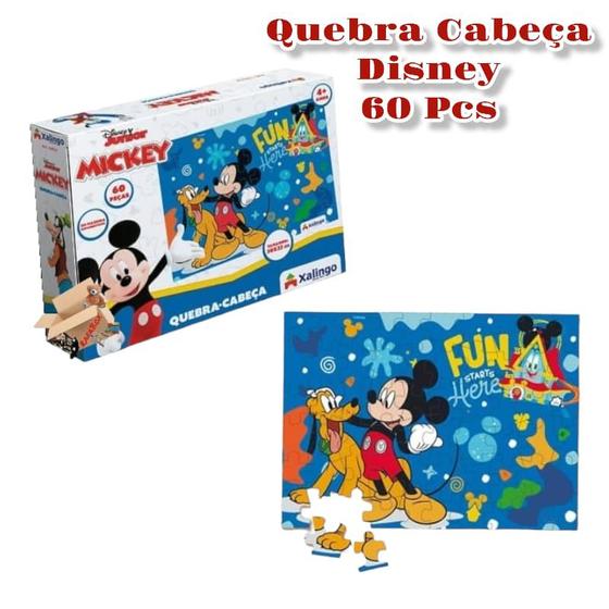 Imagem de Brinquedo Pedagógico Em Madeira Quebra Cabeça Mickey Ou Minnie Disney - Xalingo