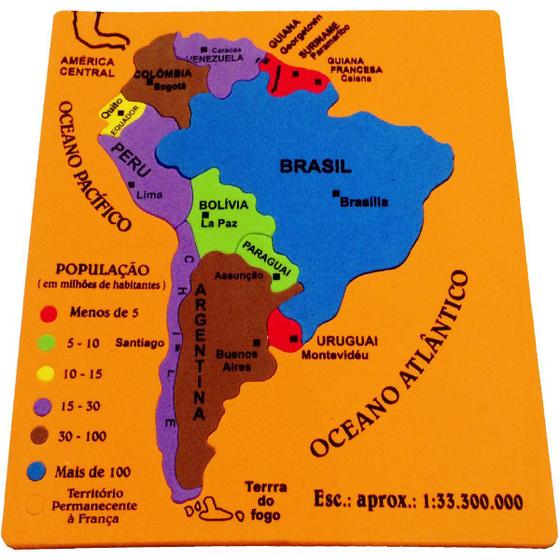 Brinquedo Pedagogico EVA Mapa da America do SUL 19PCS Menor preço em Brinquedo Pedagogico EVA Mapa da America do SUL 19PCS