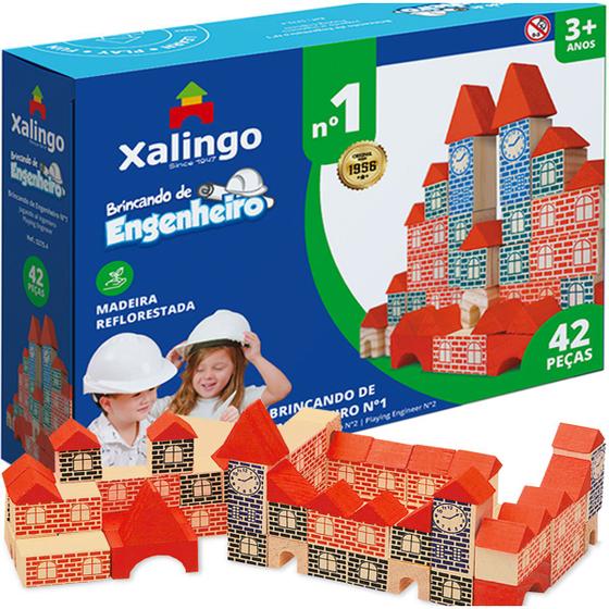 Brinquedo Pedagógico Madeira Brincando Engenheiro 42 Peças Menor preço em Brinquedo Pedagógico Madeira Brincando Engenheiro 42 Peças