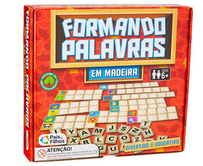 Imagem de Brinquedo Pedagógico Madeira Formando Palavras Pais e Filhos