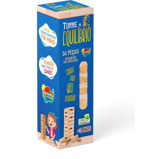 Imagem de Brinquedo Pedagógico Madeira Torre de Equilíbrio 54 Peças