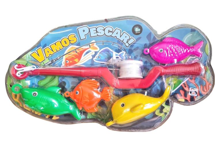 Imagem de Brinquedo Pega Peixe Vara Com 4 Peixes Divertido Crianças