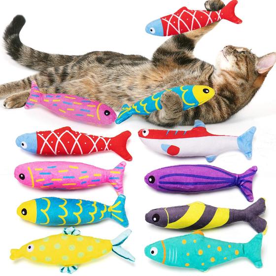 Imagem de Brinquedo Peixe com Catnip - 8 Unidades para Gatos Awoof