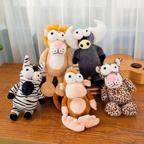 Imagem de Brinquedo Pelúcia Bichinhos Olhos Grandes Divertidos Ursinhos Para Nichos Urso De Pelúcia Animais Zoo Safari