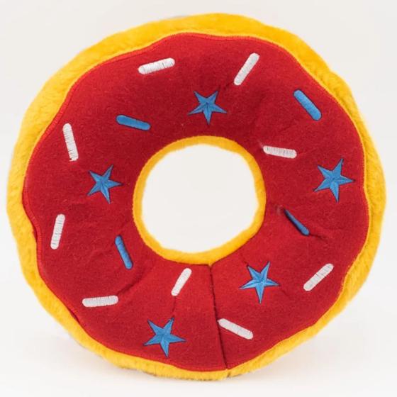 Imagem de Brinquedo Pelúcia Jumbo Donutz Americana ZippyPaws Com Apito Para Cães e Gatos - Vermelho