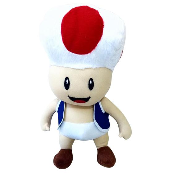 Imagem de Brinquedo Pelucia Toad 35cm Turma do Mario Antialergico Bordado