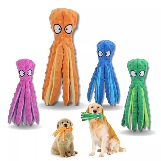 Imagem de Brinquedo Pet Cães Pelúcia Amigo Polvo Octopus Com Apito