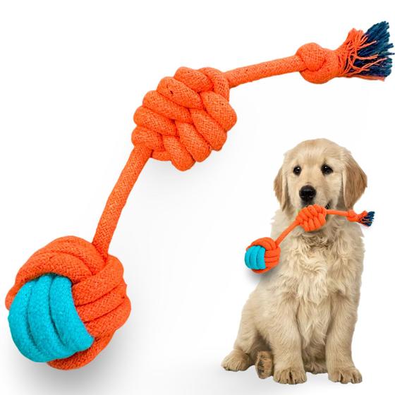 Imagem de Brinquedo Pet Corda Resistente Forte Interativo para Cachorro Cães Corda com Puxador