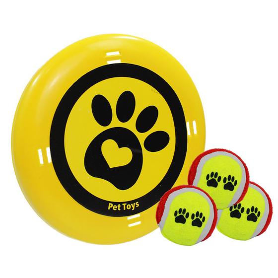 Imagem de Brinquedo Pet Disco Frisbee Lançador e Bola de Tênis Sonora