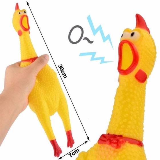 Imagem de Brinquedo Pet Frango Galinha de Morder 30cm com Som