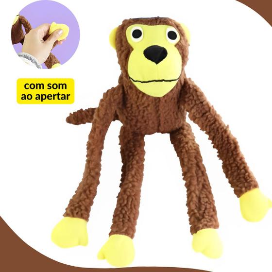 Imagem de Brinquedo Pet Macaco Pelúcia Para Cães Mordedor Com Som Macaquinho Grande 