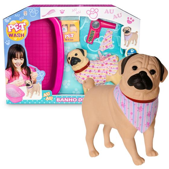 Imagem de Brinquedo Pet Wash Cachorro Pug Com Acessórios - Adijomar