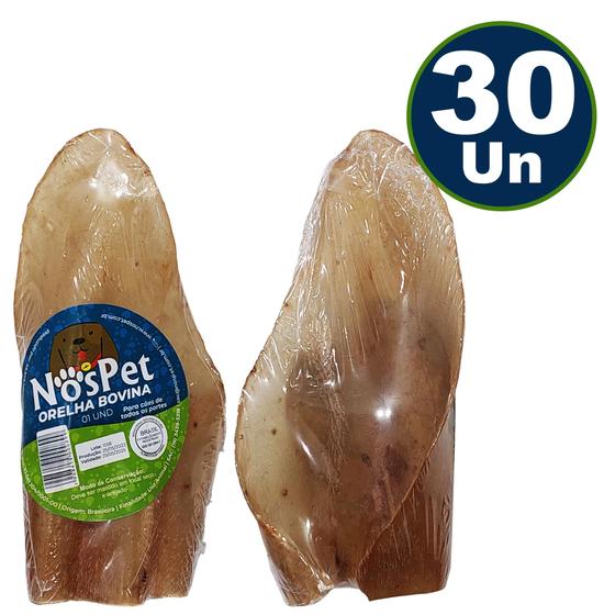 Imagem de Brinquedo Petisco Mordedor Natural Para Cães Orelha Bovina Nospet 30un