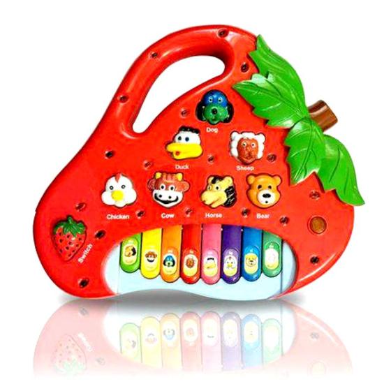 Imagem de Brinquedo Pianinho Teclado Infantil Baby Bichos Musical Morango