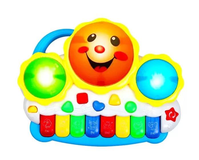 Imagem de Brinquedo Piano Tambor Teclado Infantil Educativo Som Luz