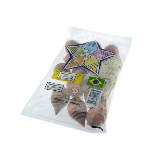 Imagem de Brinquedo Pião de Madeira - Pacote Com 12 Unidades