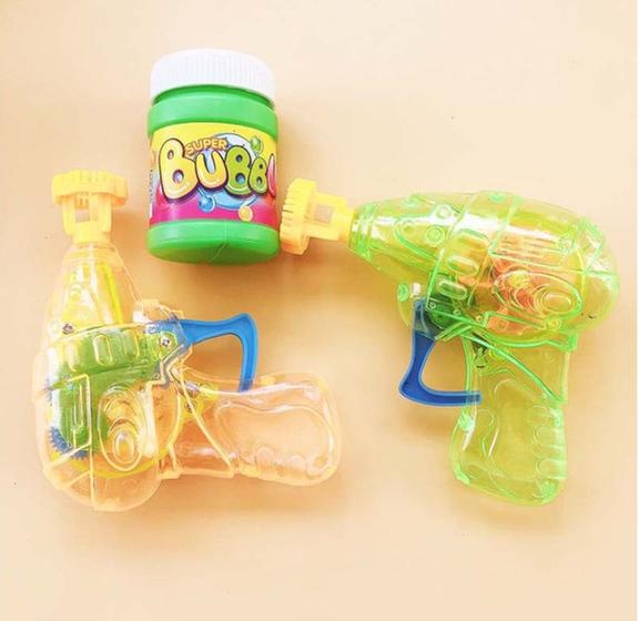 Imagem de Brinquedo Pistóla Transparente Lançador de água sabão Bolhas / Lança Bolha Colorido Infantil para Crianças Bubble